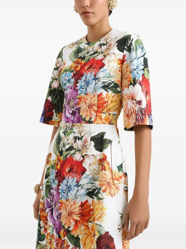 dolce & gabbana floral print mini dress SHORT FLORAL-PRINT POPLIN DRESS