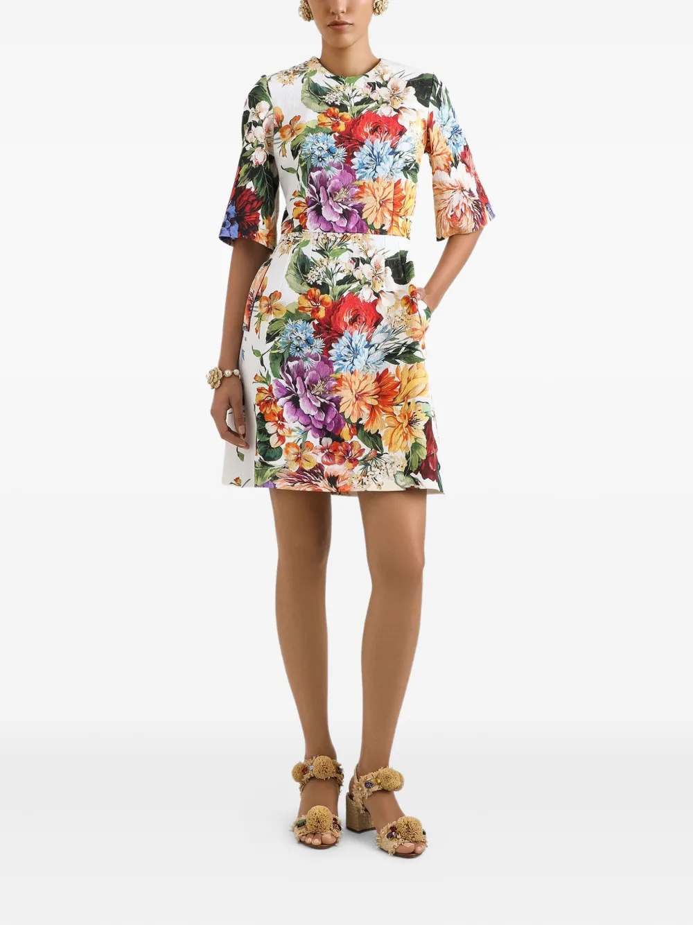 Dolce & Gabbana Mini-jurk met bloemenprint Wit