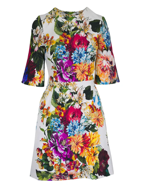 dolce & gabbana floral print mini dress Dolce & Gabbana Black Floral Brocade A-line Mini Dress