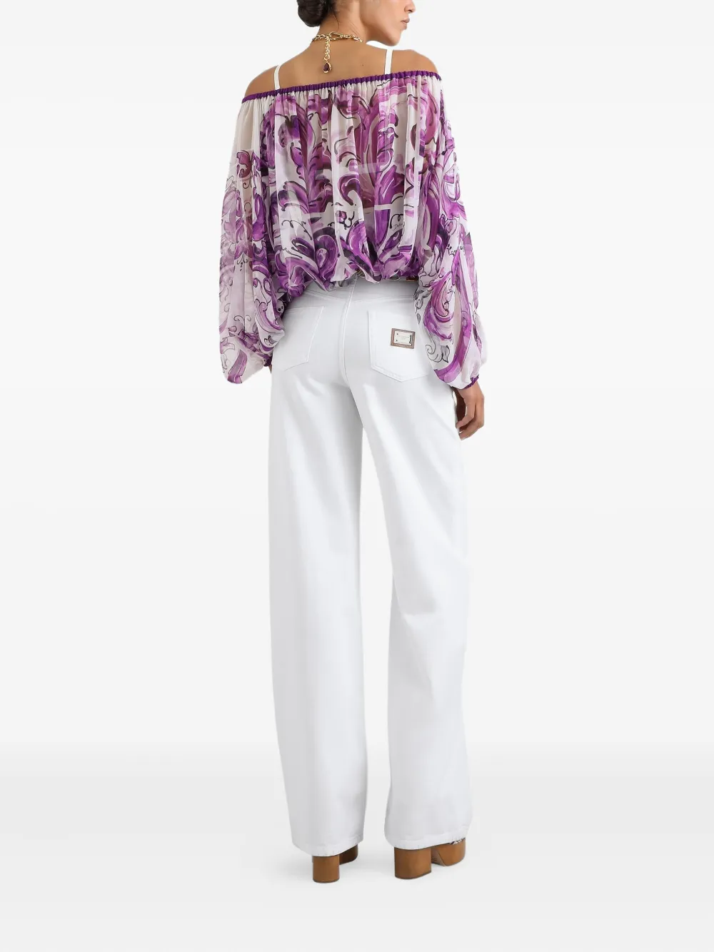 Dolce & Gabbana Zijden blouse met print Wit