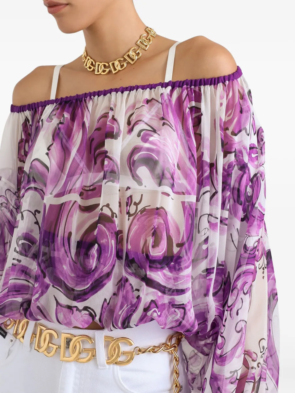 Dolce & Gabbana Zijden blouse met print Wit