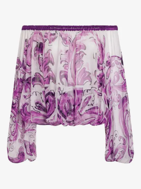 Dolce & Gabbana blusa de seda con estampado gráfico