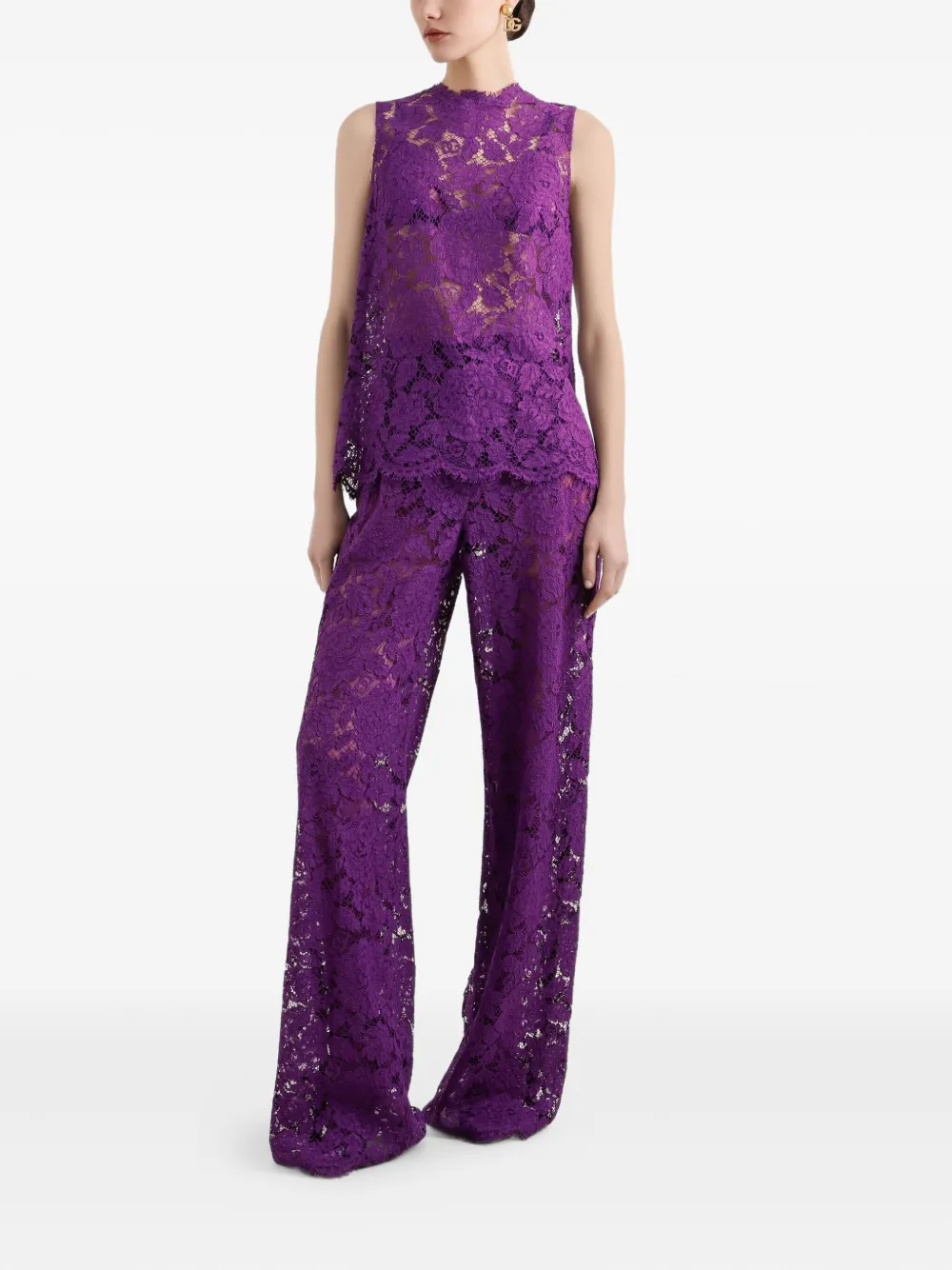 Dolce & Gabbana Top met kant Paars