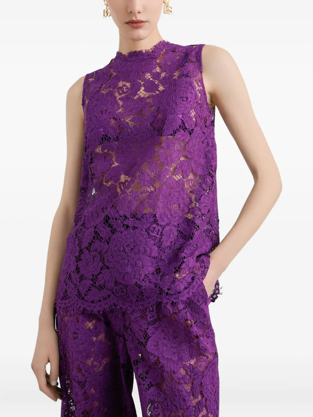 Dolce & Gabbana Top met kant Paars