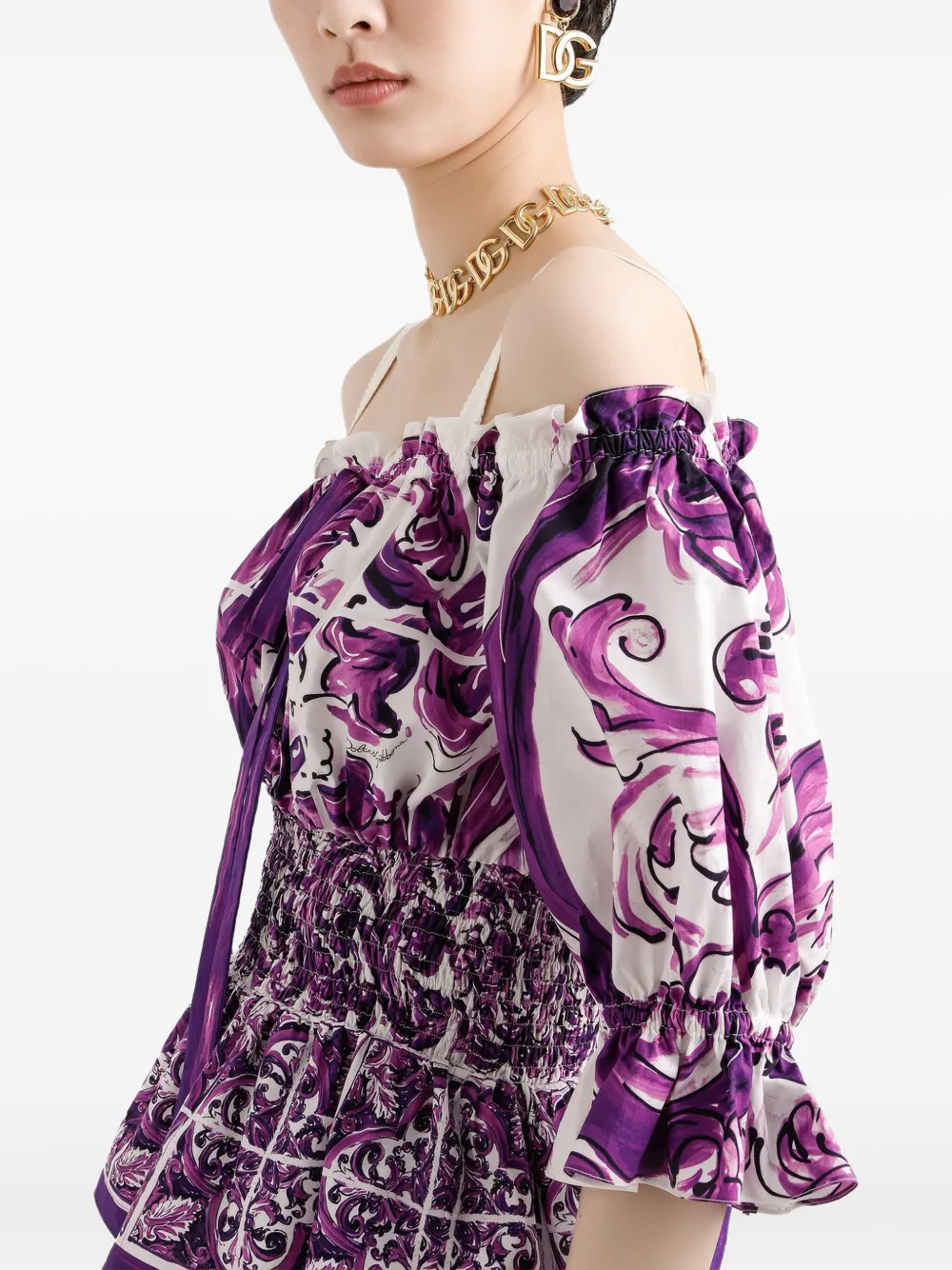 Dolce & Gabbana Top met Majolica-print Wit