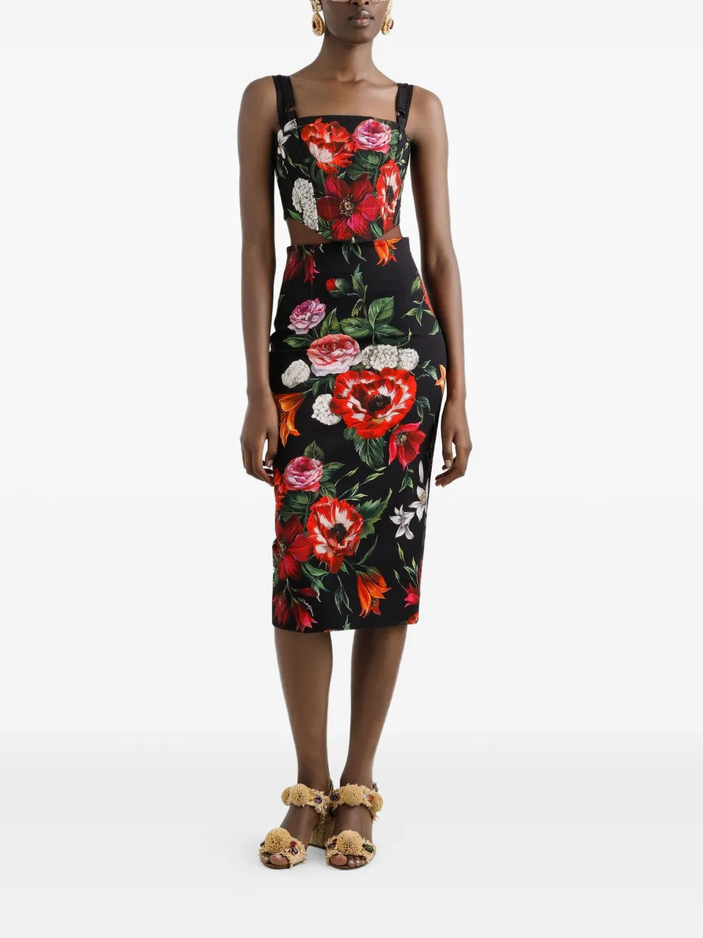 Dolce & Gabbana Top met bloemenprint Zwart