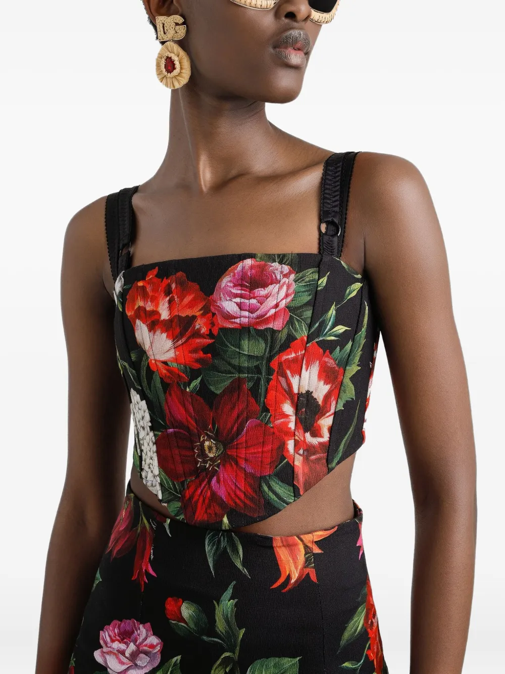 Dolce & Gabbana Top met bloemenprint Zwart