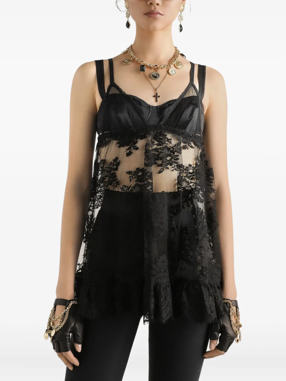 Dolce & Gabbana Kanten hemd Zwart