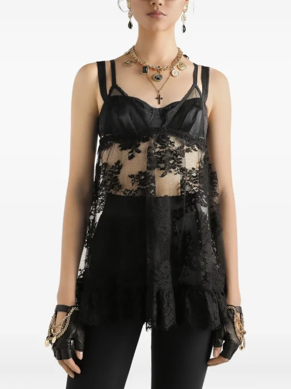 トップス DOLCE&GABBANA Lace Camisole Dolce & Gabbana Lace Cami Top | Black | FARFETCH