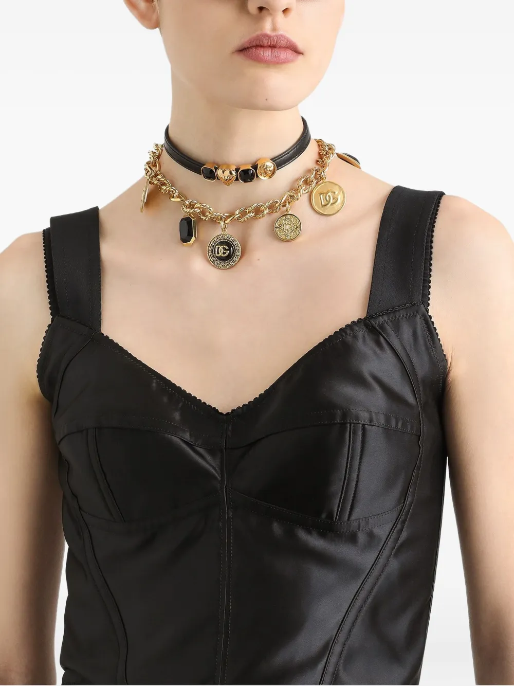 Dolce & Gabbana Elastische satijnen top Zwart
