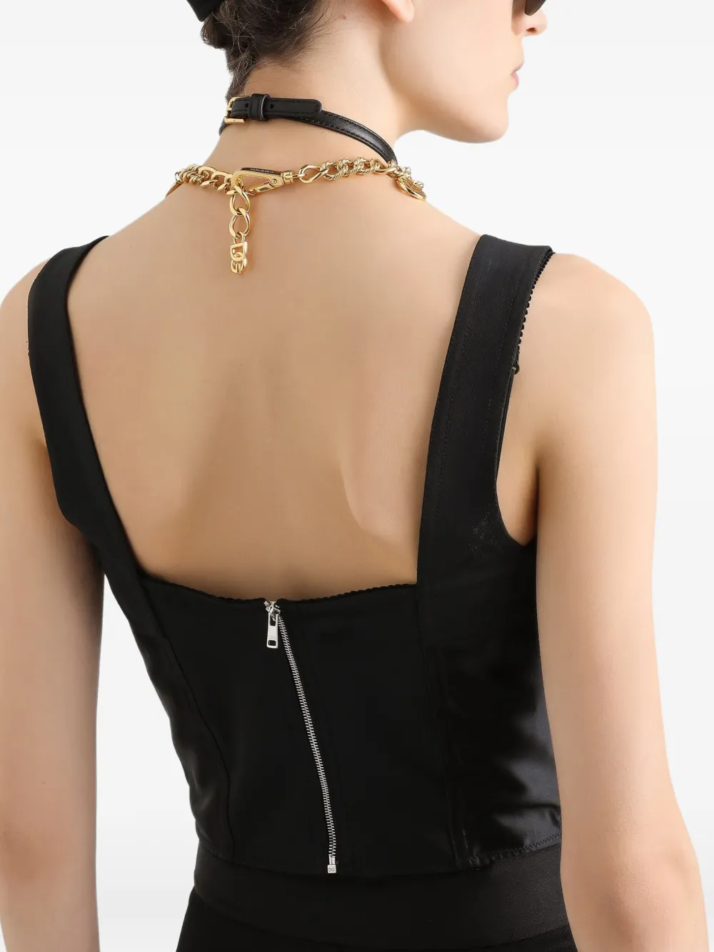 Dolce & Gabbana Elastische satijnen top Zwart