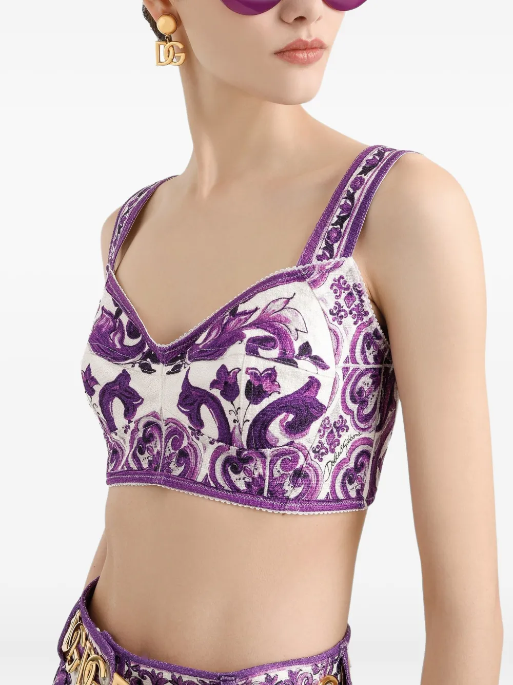 Dolce & Gabbana Top met Majolica-print Paars