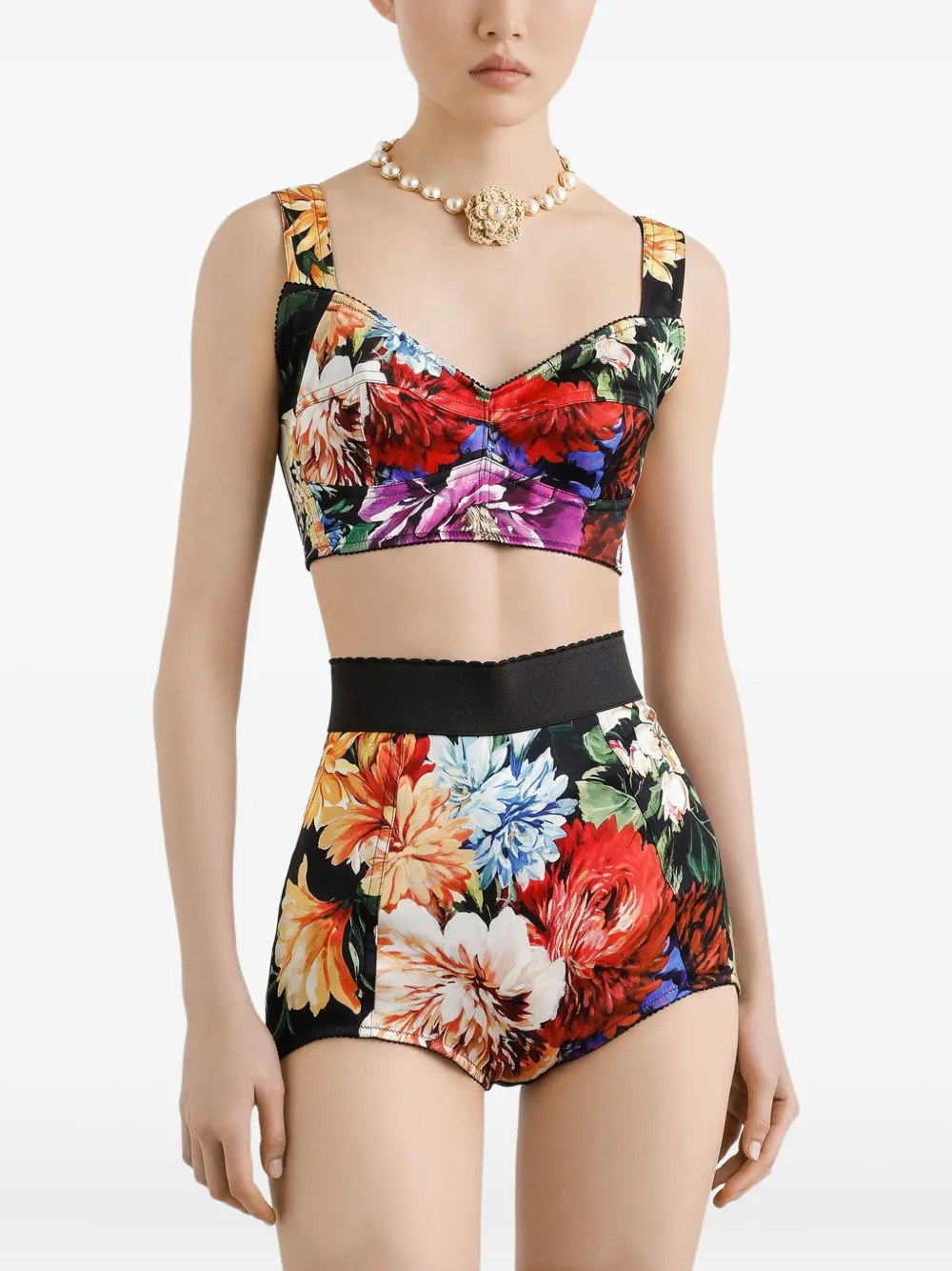 Dolce & Gabbana Top met bloemenprint Zwart