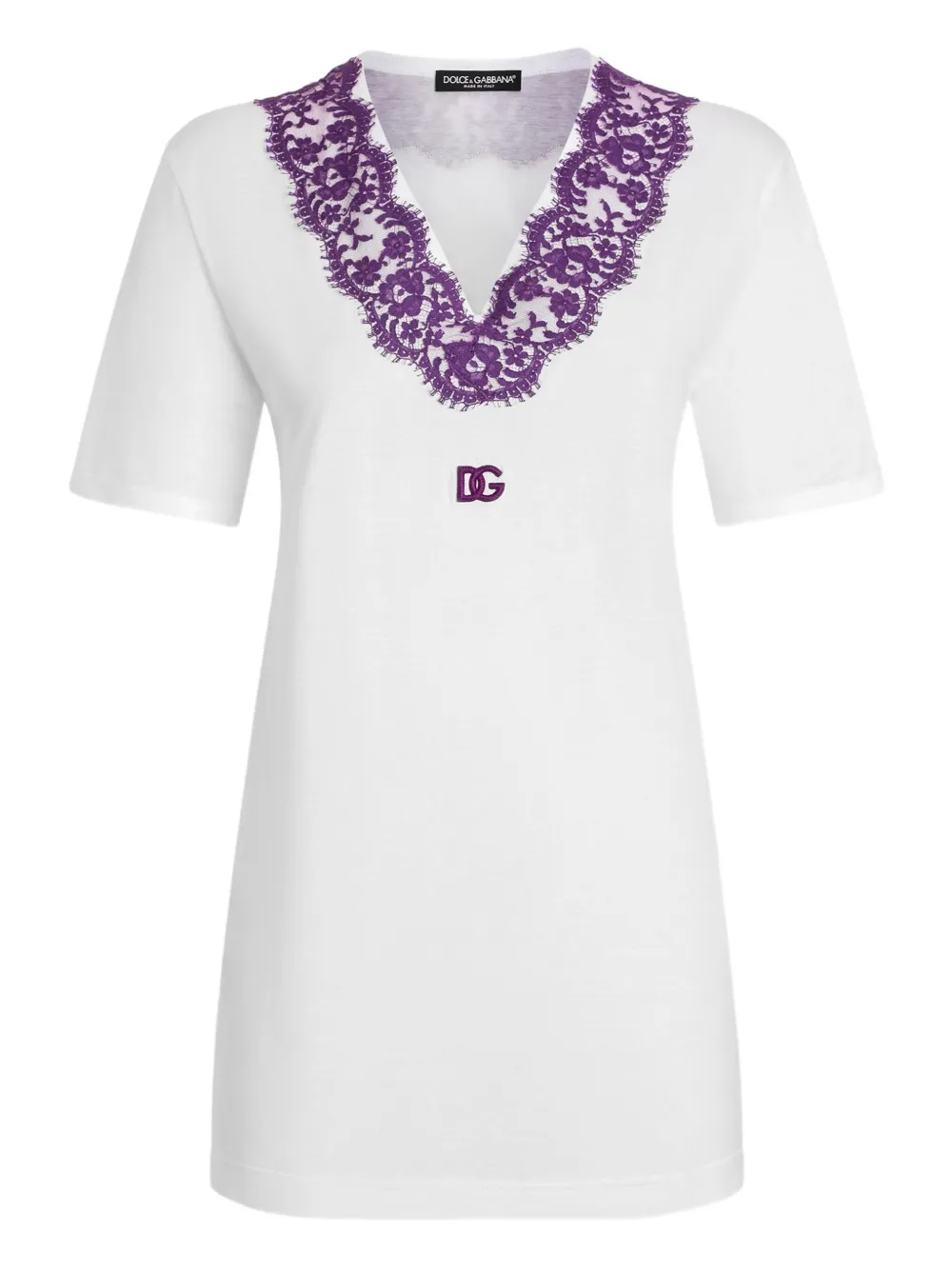 Dolce & Gabbana T-shirt met kanten detail Wit