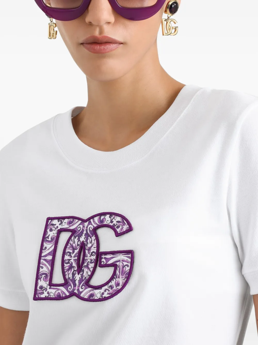 Dolce & Gabbana Katoenen T-shirt met logopatch Wit
