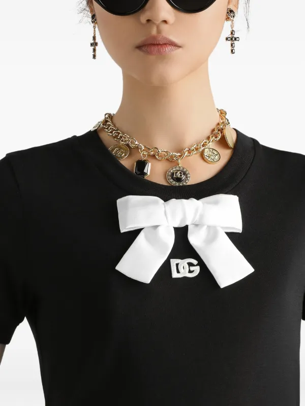 Tシャツ・カットソー Dolce & Gabbana Bow T-Shirt Dolce & Gabbana DG-embroidered T-shirt | Black | FARFETCH