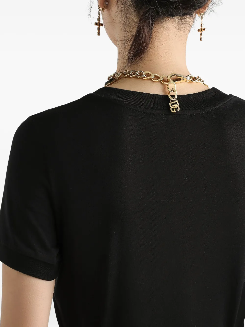 Dolce & Gabbana T-shirt met geborduurd DG-logo Zwart