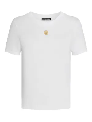 Tシャツ・カットソー DOLCE  GABBANA Women Tunic Tops F8M68Z GDB9O W0800 BIANCO O Jersey T-shirt with DG logo patch in White for Women