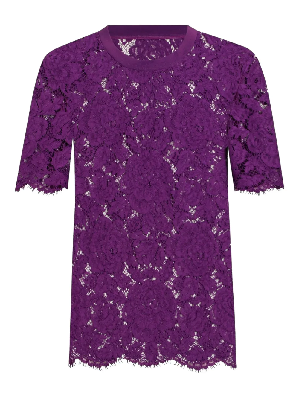 Dolce & Gabbana Lace-detailing T-shirt In Purple