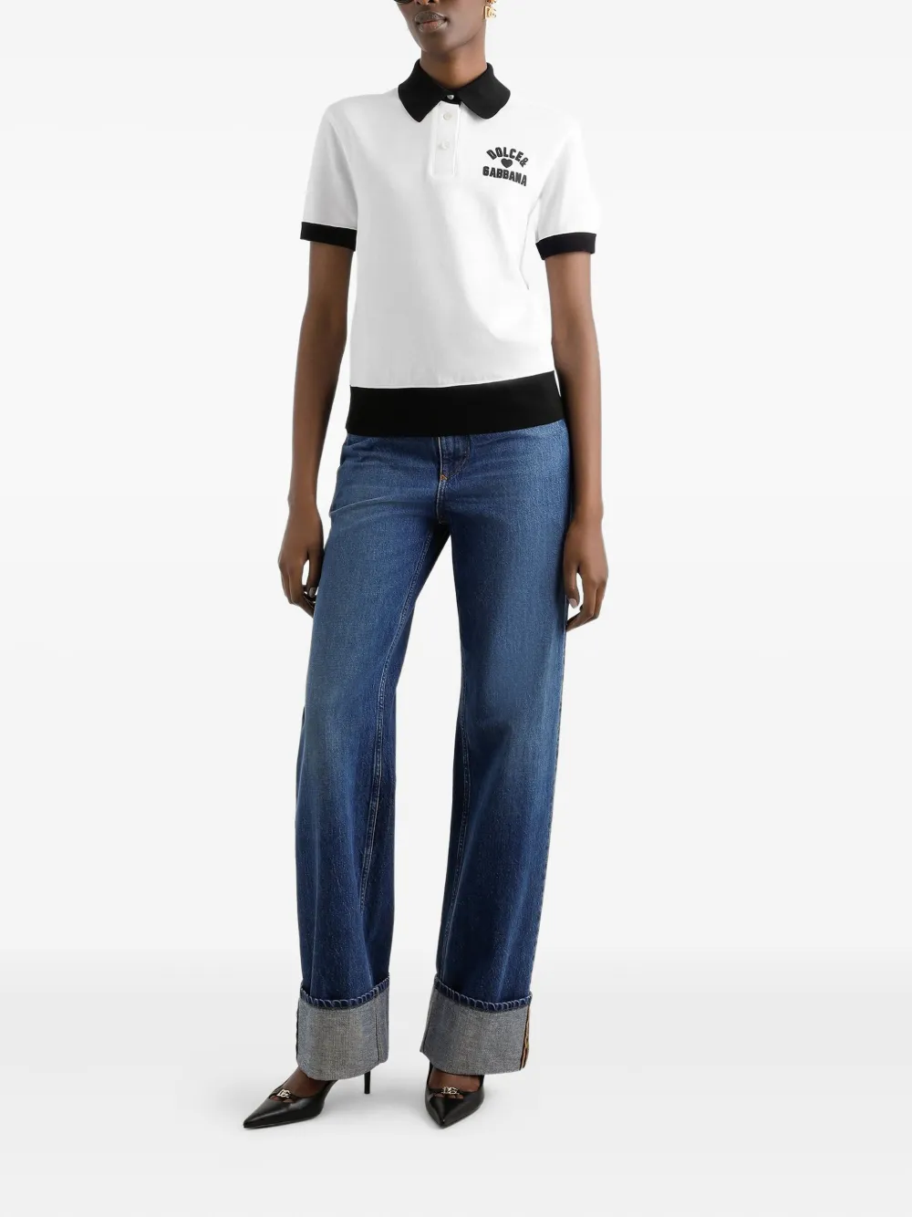 Dolce & Gabbana Polotop met geborduurd logo - Wit