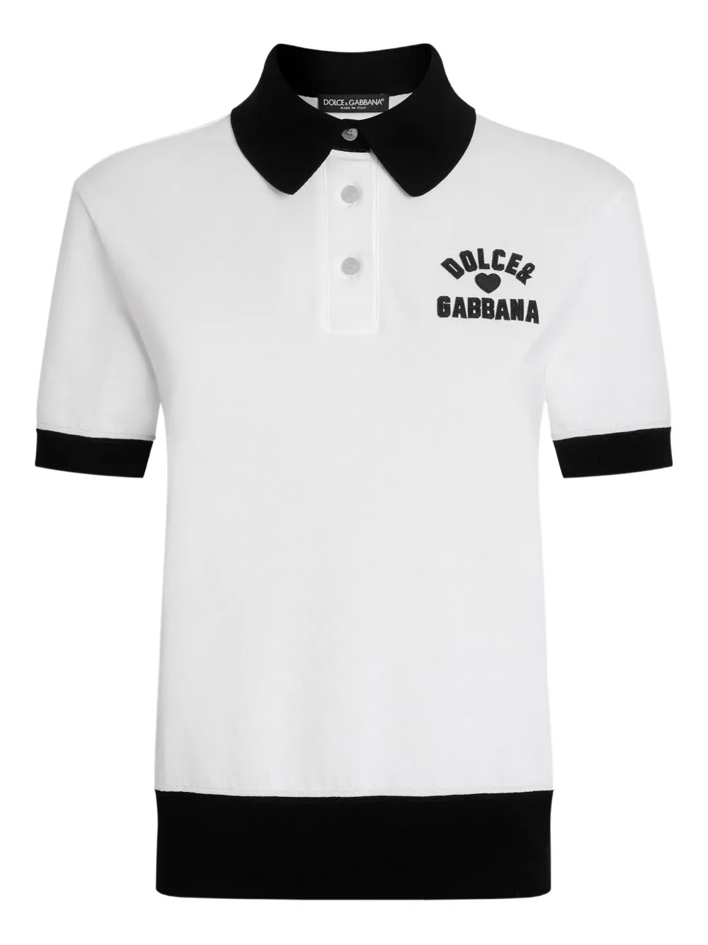 Dolce & Gabbana logo-embroidered cotton polo top | White | Image 1