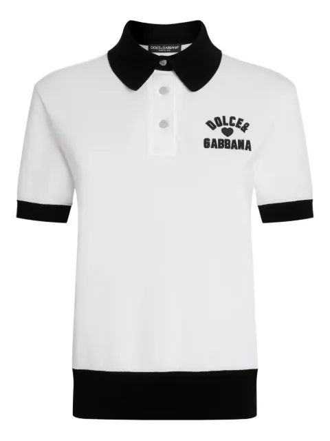 Dolce & Gabbana logo-embroidered cotton polo top