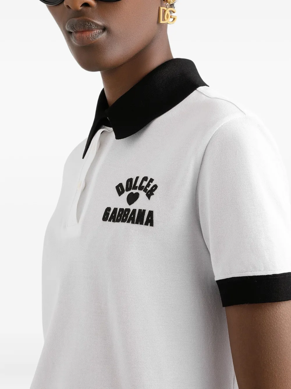Dolce & Gabbana Polotop met geborduurd logo Wit