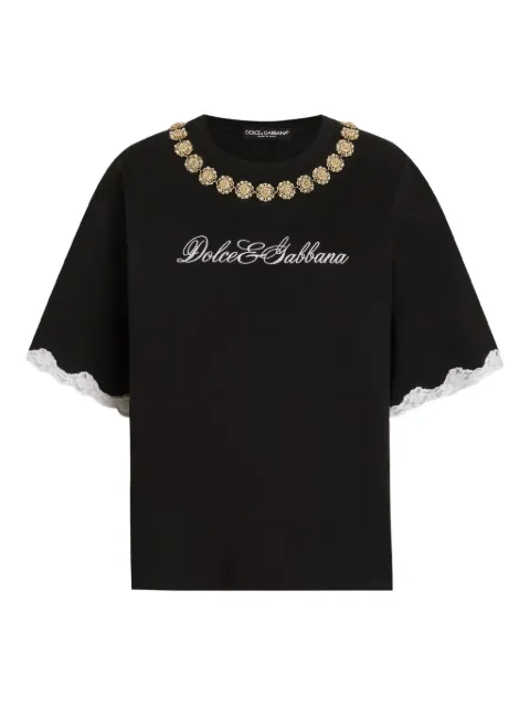 Dolce & Gabbana 레이스 디테일 티셔츠