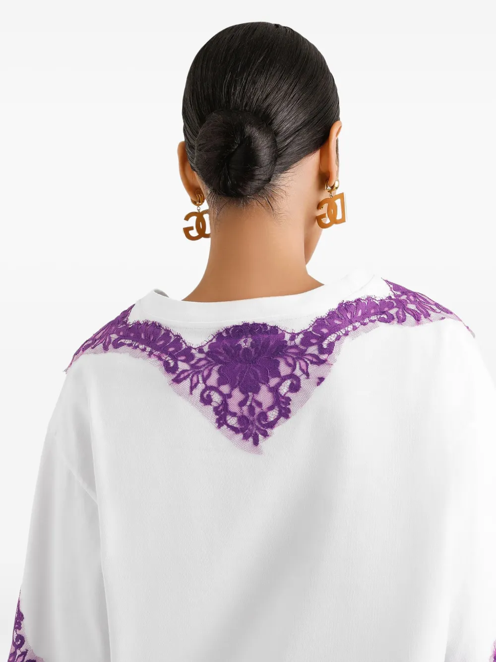 Dolce & Gabbana Jersey T-shirt With Lace And Dg Patch In White