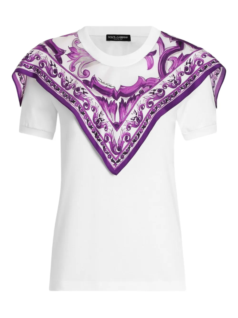 Dolce & Gabbana foulard-panelled cotton T-shirt Wit