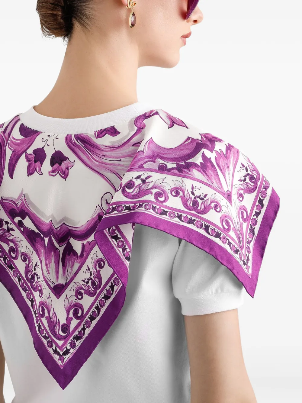 Dolce & Gabbana foulard-panelled cotton T-shirt Wit