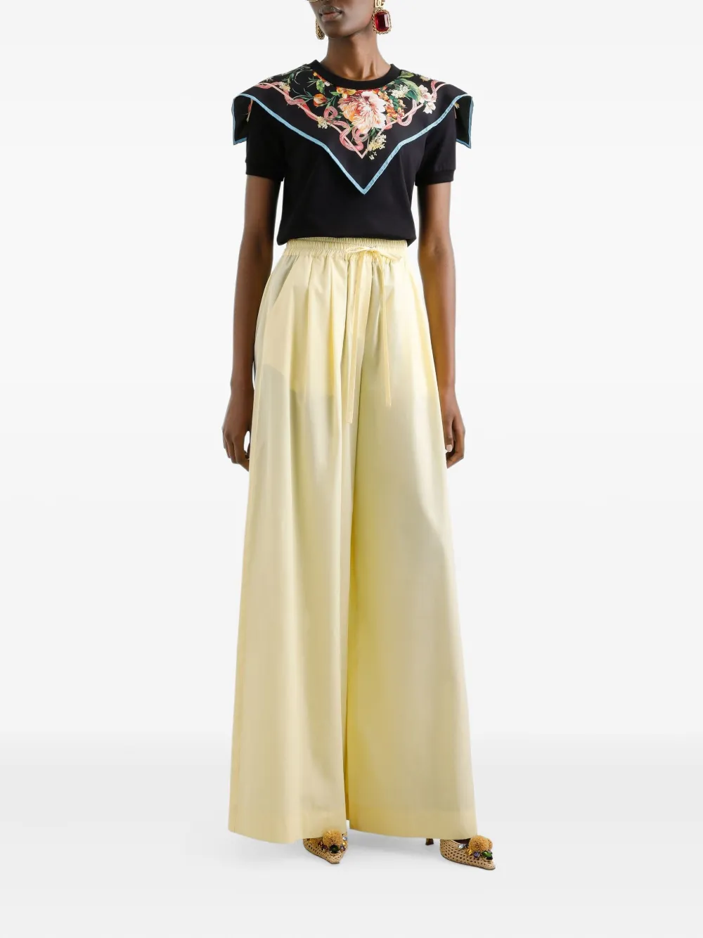 Dolce & Gabbana T-shirt van katoen-zijdeblend Zwart