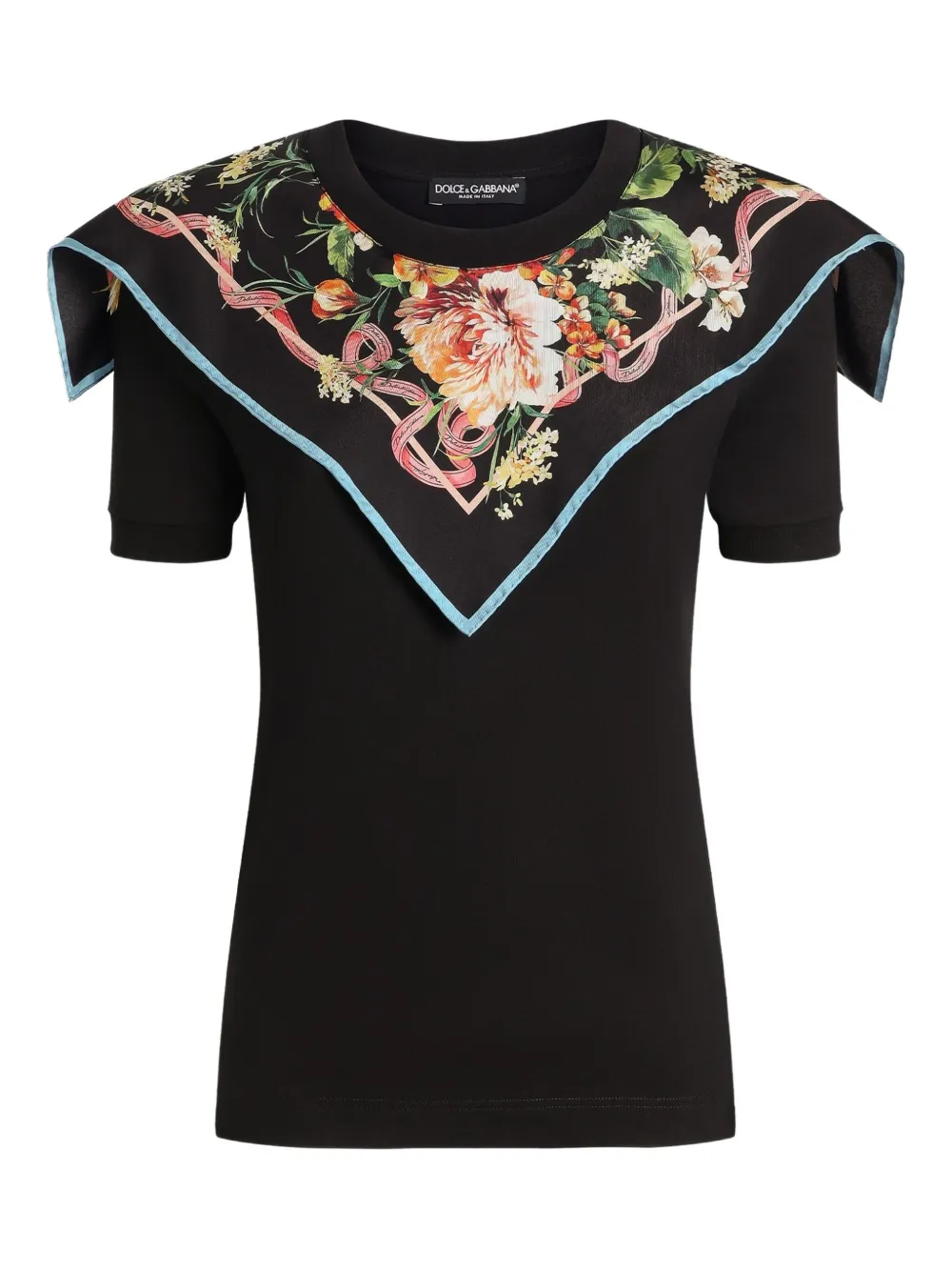 Dolce & Gabbana T-shirt van katoen-zijdeblend Zwart