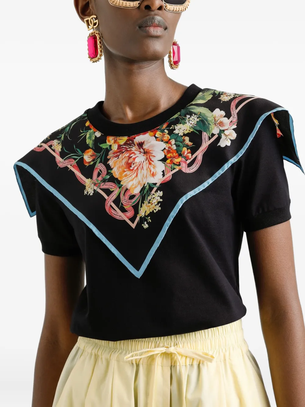 Dolce & Gabbana T-shirt van katoen-zijdeblend Zwart
