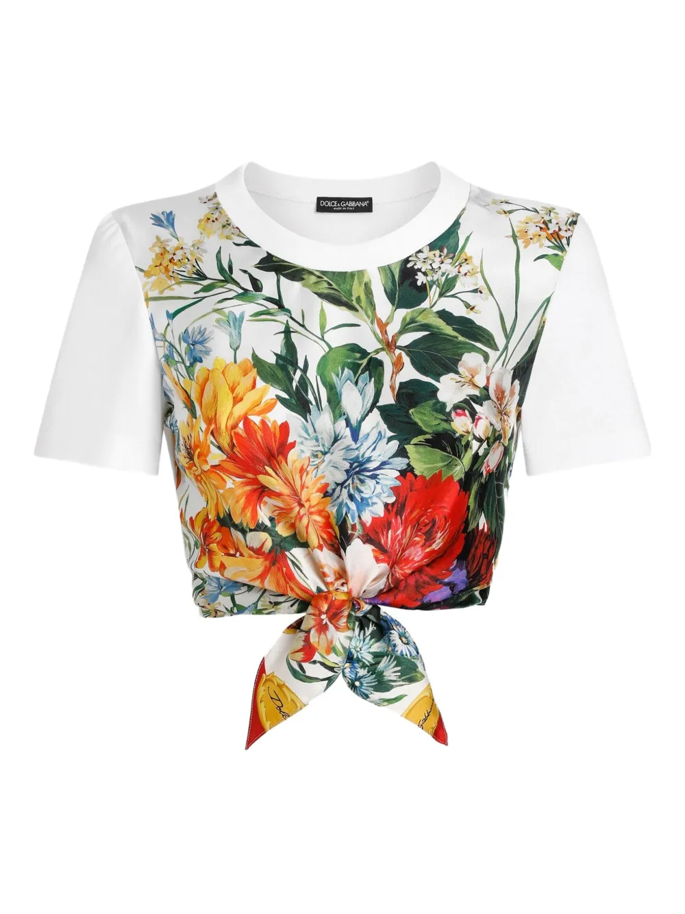 Dolce & Gabbana Cropped T-shirt van katoen-zijdeblend Wit