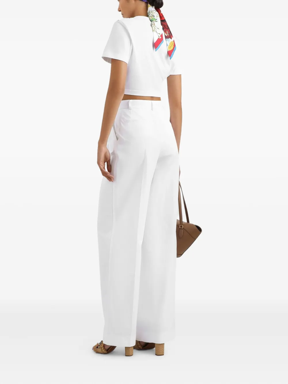 Dolce & Gabbana Cropped T-shirt van katoen-zijdeblend Wit