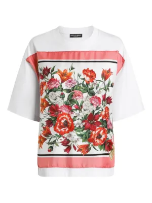 Tシャツ・カットソー DOLCE & GABBANA FLOWER PRINT COTTON TOP Dolce & Gabbana Printed Cotton Floral T-Shirt | Sendegaro AE