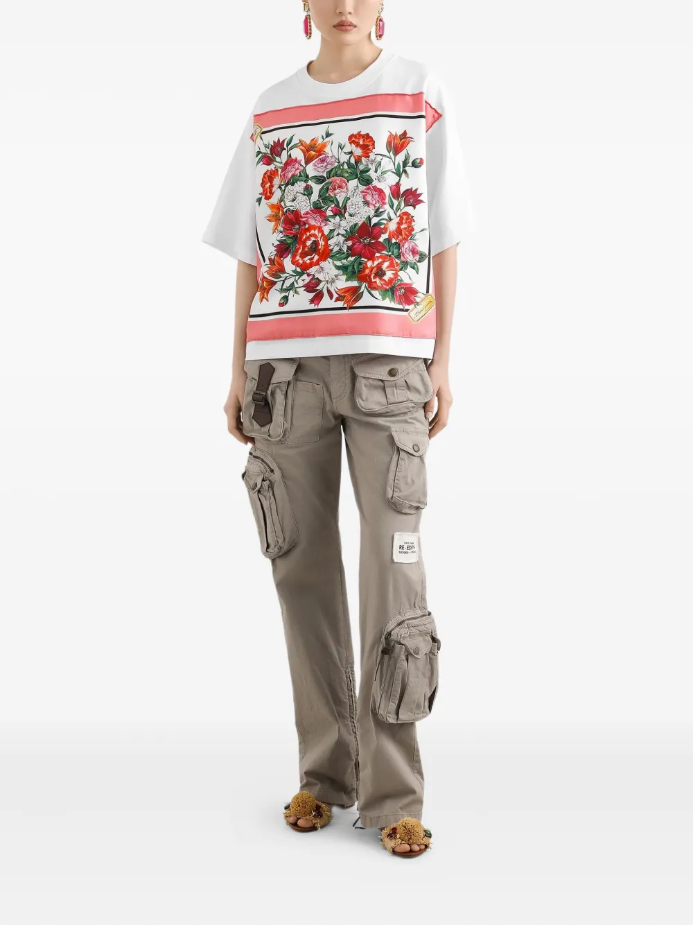Dolce & Gabbana T-shirt van katoen-zijdeblend Wit