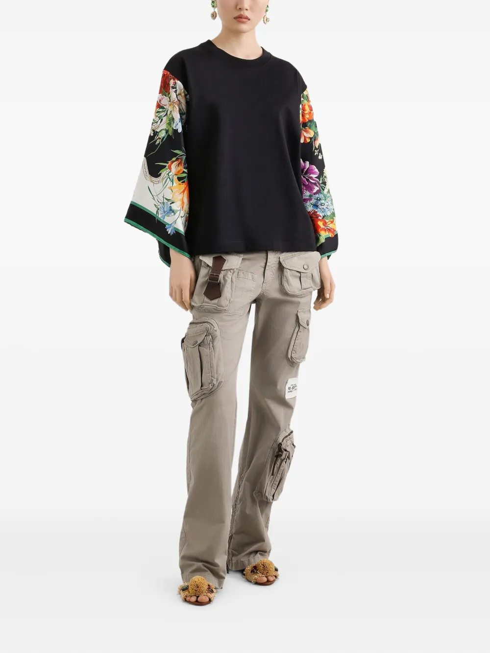 Dolce & Gabbana T-shirt met bloemenprint Zwart