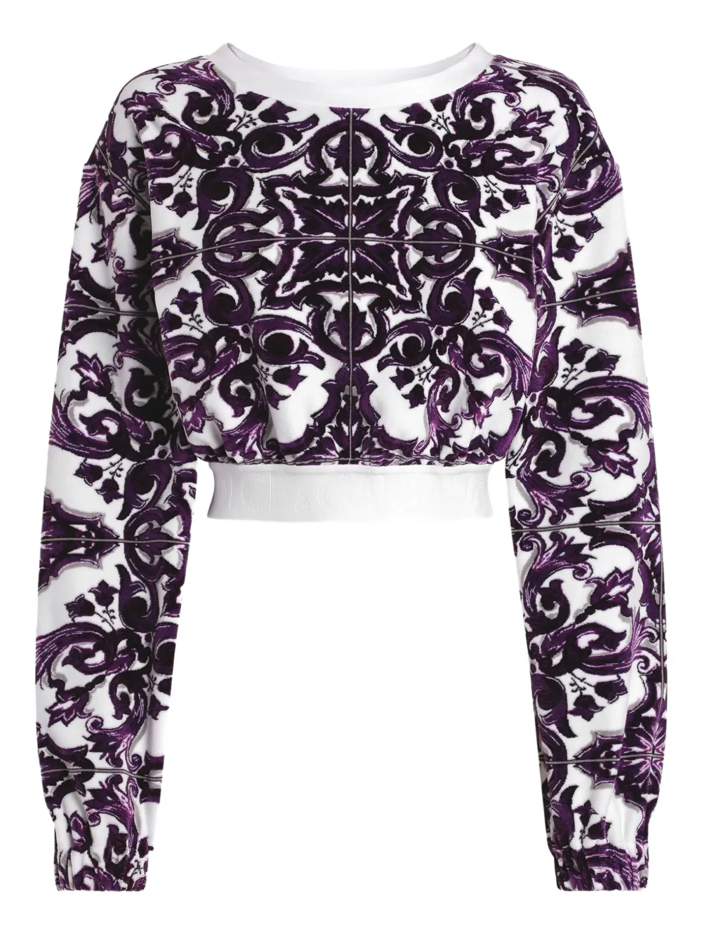 Dolce & Gabbana Cropped sweater van katoenblend Paars