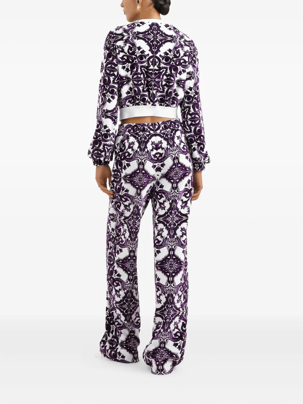 Dolce & Gabbana Cropped sweater van katoenblend Paars