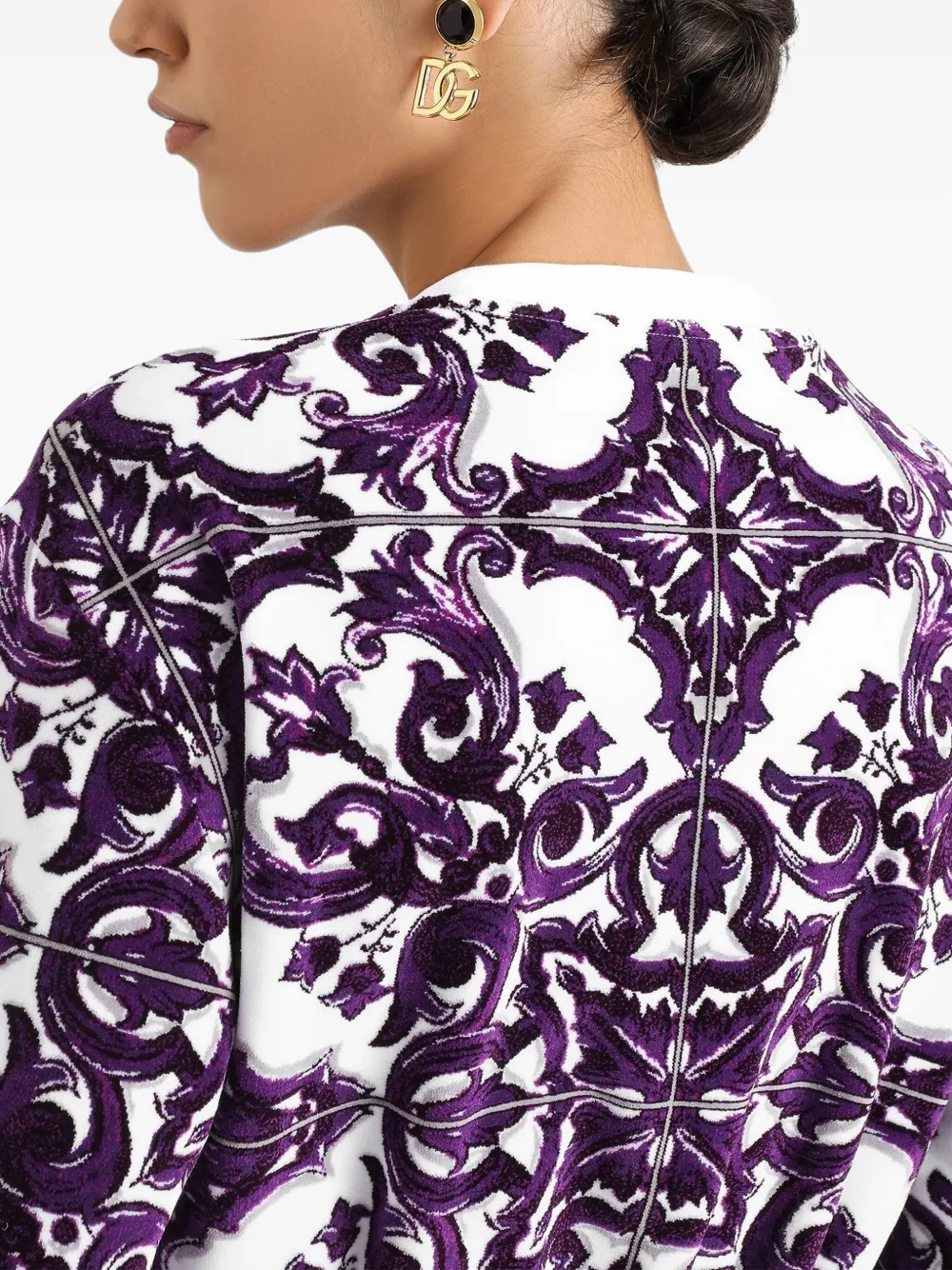 Dolce & Gabbana Cropped sweater van katoenblend Paars