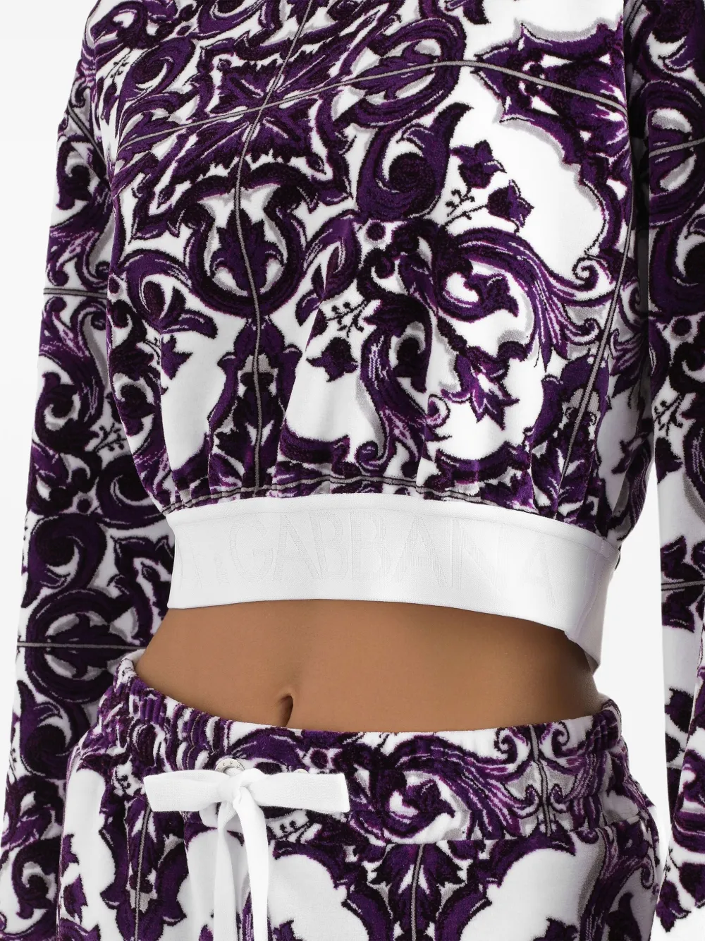Dolce & Gabbana Cropped sweater van katoenblend Paars