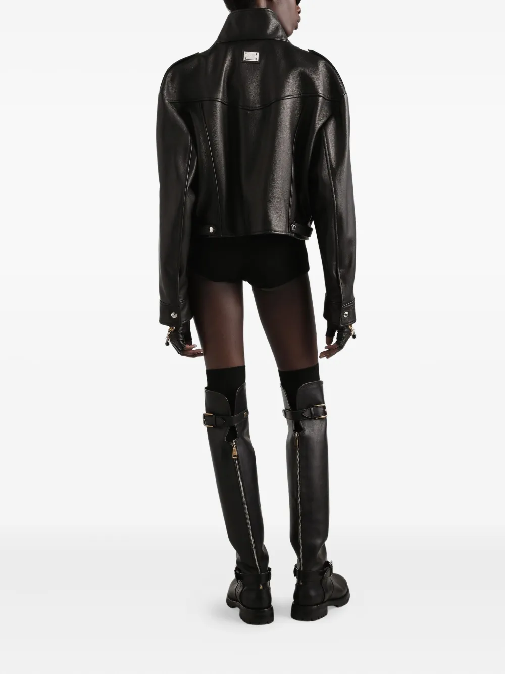 Dolce & Gabbana Leren bikerjack Zwart