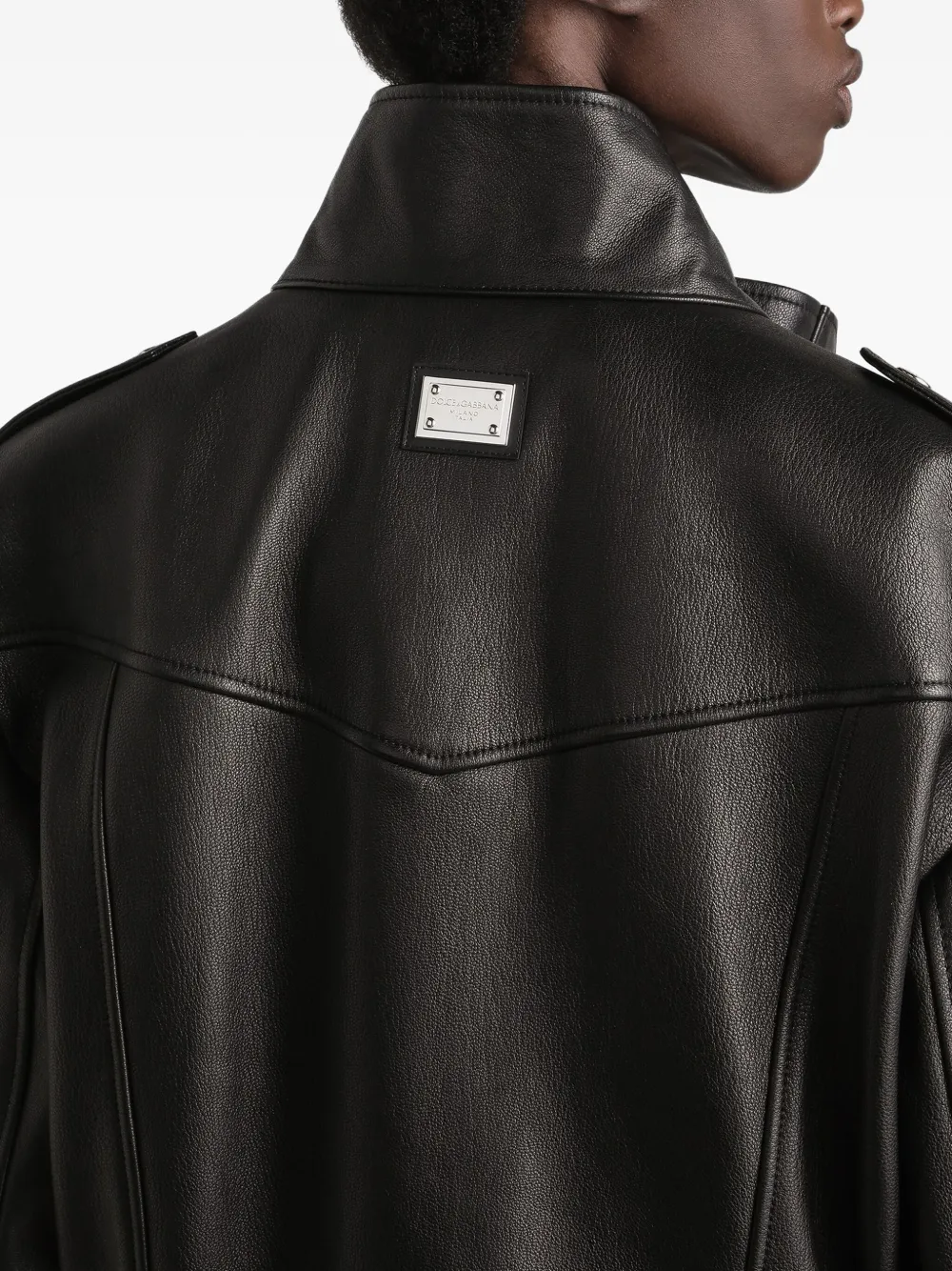 Dolce & Gabbana Leren bikerjack Zwart
