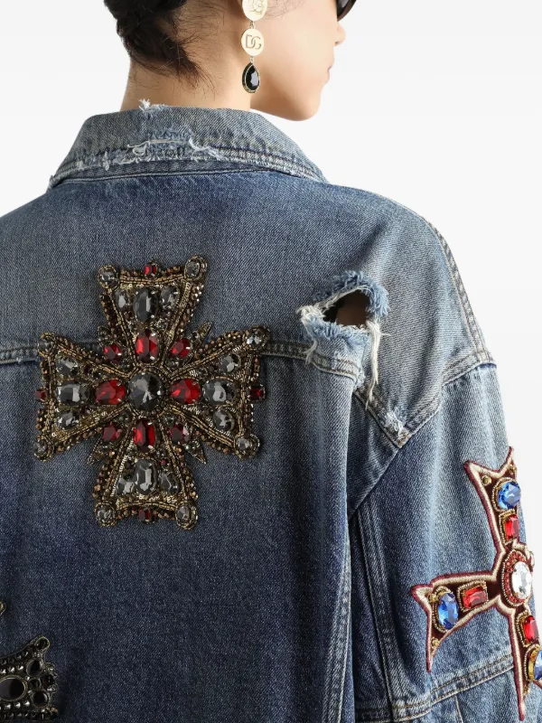 Dolce & Gabbana Embellished Denim Jacket | Blue | FARFETCH