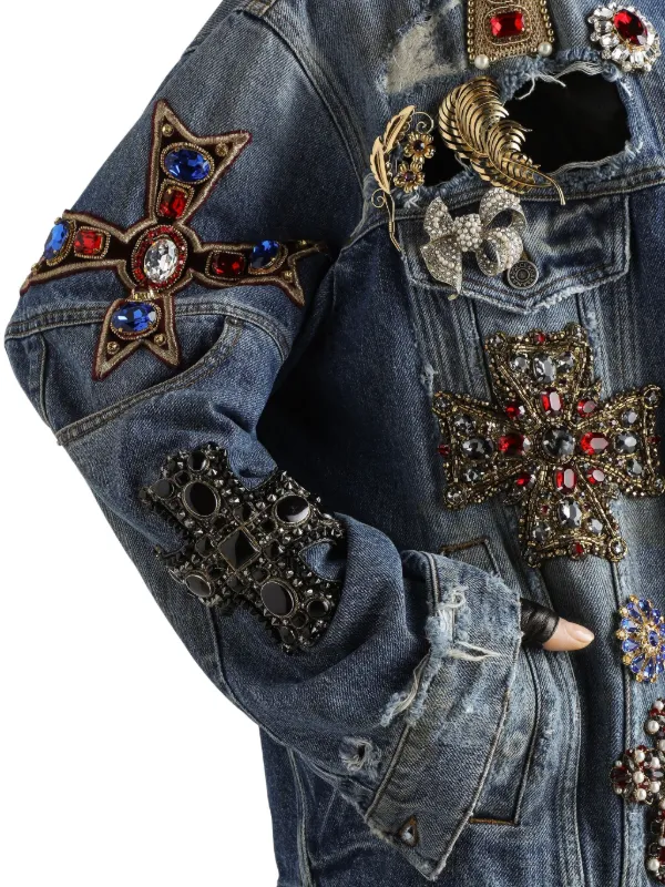 Dolce & Gabbana Embellished Denim Jacket | Blue | FARFETCH