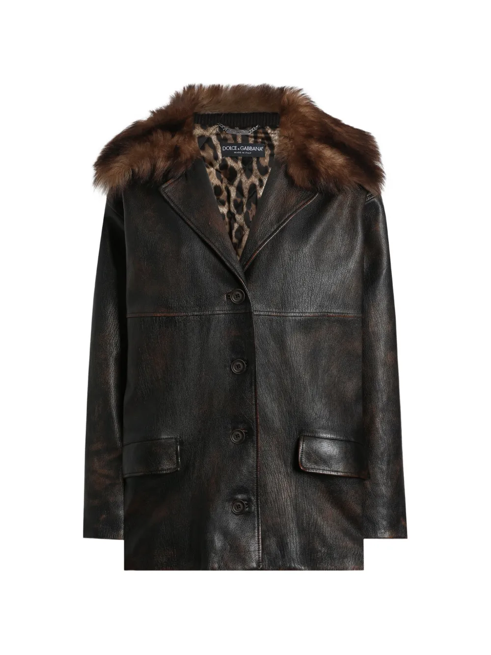 Dolce & Gabbana Mantel aus Leder - Braun