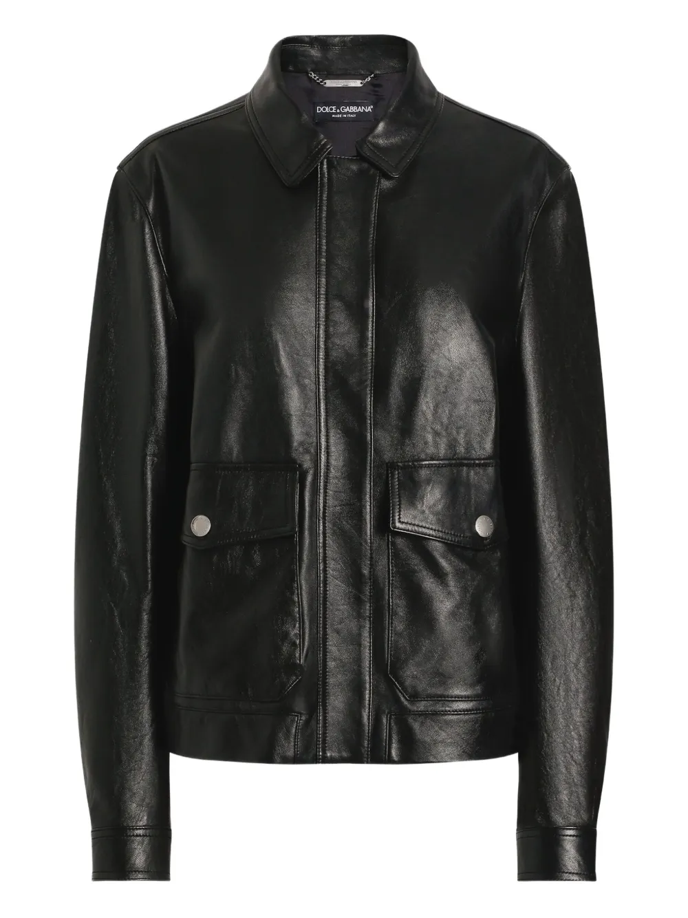 D&G ブラックレザージャケット Dolce & Gabbana レザージャケット | ブラック | FARFETCH JP