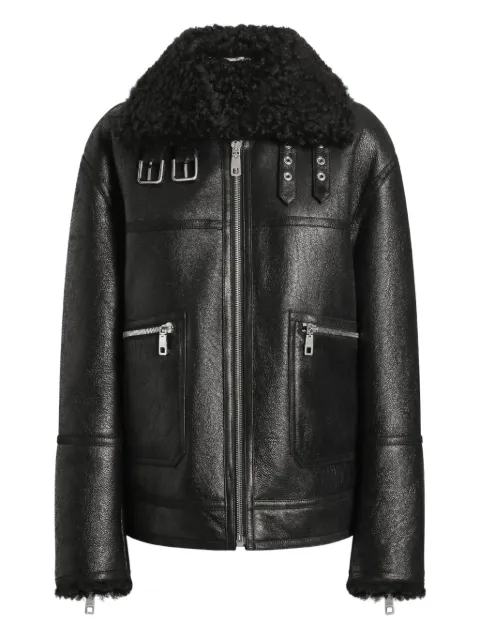 Dolce & Gabbana shearling-collar leather jacket